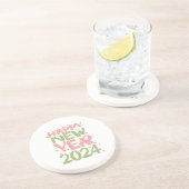 Gelukkig nieuwjaar 2024 zandsteen onderzetter (Zijkant)