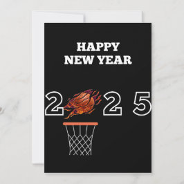 Gelukkig nieuwjaar 2025 basketbal Kerstkaart