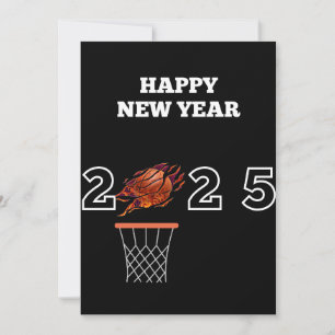 Gelukkig nieuwjaar 2025 basketbal Kerstkaart
