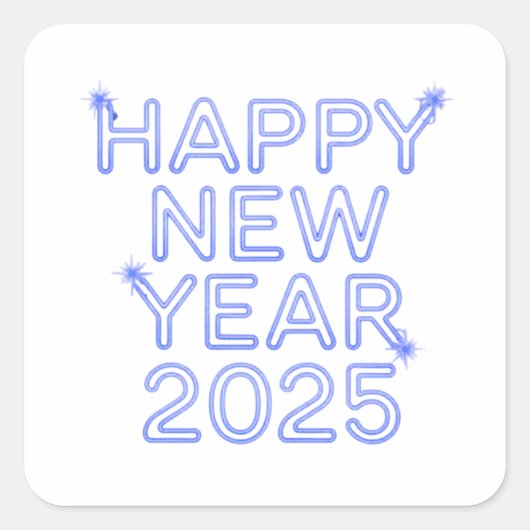 Gelukkig nieuwjaar 2025 blauw vierkante sticker (Voorkant)