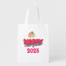 Gelukkig nieuwjaar 2025 boodschappentas