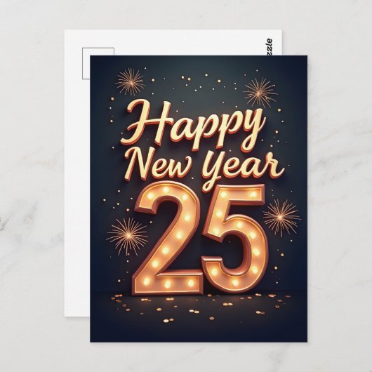 Gelukkig Nieuwjaar 2025 Briefkaart (Voorkant / Achterkant)