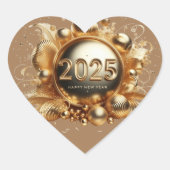 Gelukkig Nieuwjaar 2025 cadeaus Hart Sticker (Voorkant)