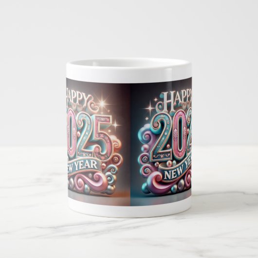 Gelukkig Nieuwjaar 2025 Coffee Customize Specialty Grote Koffiekop (Voorkant)