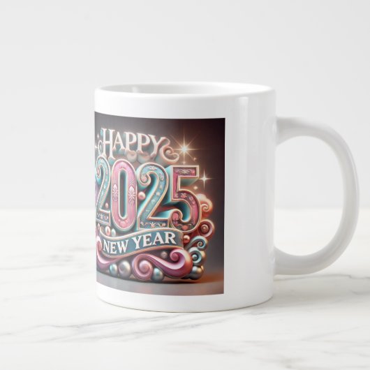 Gelukkig Nieuwjaar 2025 Coffee Customize Specialty Grote Koffiekop (Rechts)
