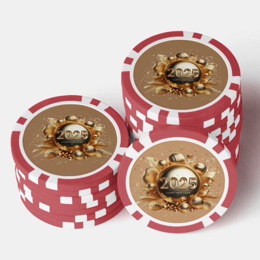 Gelukkig nieuwjaar 2025 design poker chips (Opstapeling)