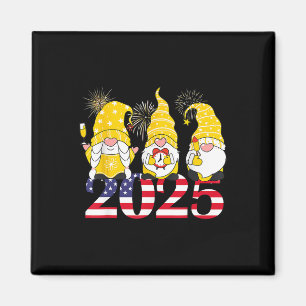 Gelukkig Nieuwjaar 2025 Eve Party Gnomes Vuurwerk Magneet