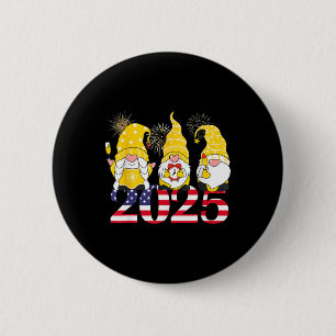 Gelukkig Nieuwjaar 2025 Eve Party Gnomes Vuurwerk Ronde Button 5,7 Cm