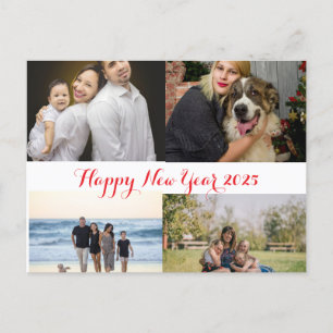Gelukkig Nieuwjaar 2025 Familie 4 Fotocollage Feestdagenkaart