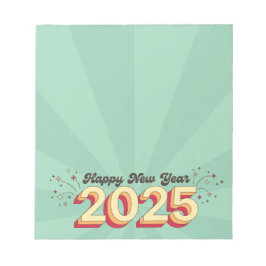Gelukkig Nieuwjaar 2025 feestdagen retro leuke tek Notitieblok