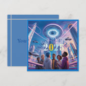 Gelukkig nieuwjaar 2025 flat vakantie briefkaart (Voorkant / Achterkant)