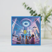 Gelukkig nieuwjaar 2025 flat vakantie briefkaart (Staand voorkant)