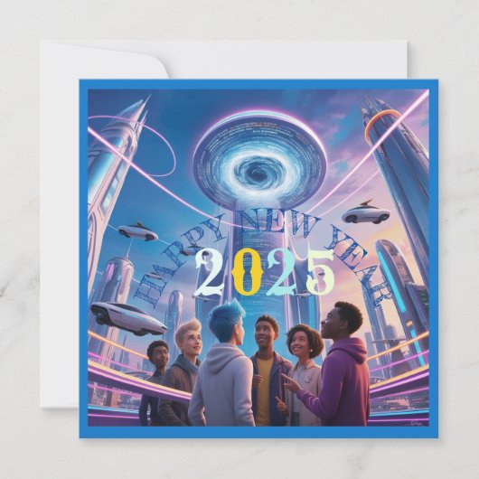 Gelukkig nieuwjaar 2025 flat vakantie briefkaart (Voorkant)