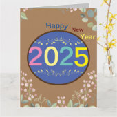 Gelukkig Nieuwjaar 2025 gevouwen wenskaart Kaart (Gele Bloem)