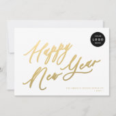 Gelukkig Nieuwjaar 2025 Gold Script Business LOGO Feestdagenkaart (Voorkant)