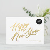Gelukkig Nieuwjaar 2025 Gold Script Business LOGO Feestdagenkaart (Staand voorkant)