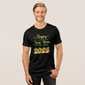 "Gelukkig Nieuwjaar 2025 - Gouden feestelijk T-shi Tri-Blend Shirt (Voorkant volledig)