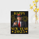 Gelukkig Nieuwjaar 2025 Grappig Trump Nieuwjaar Ni Kaart (Gele Bloem)