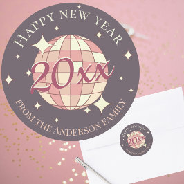 Gelukkig nieuwjaar 2025 groetende decoratie sticke ronde sticker