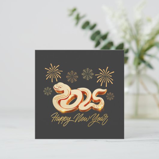 Gelukkig Nieuwjaar 2025 Het Chinese Jaar van de Sl Feestdagenkaart (Staand voorkant)