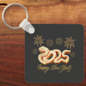 Gelukkig Nieuwjaar 2025 Het Chinese Jaar van de Sl Sleutelhanger (Voorkant)