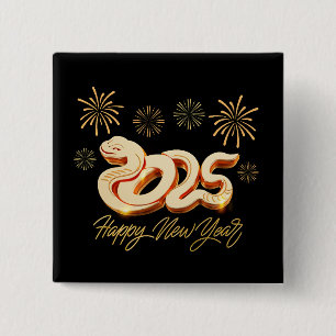 Gelukkig Nieuwjaar 2025 Het Chinese Jaar van de Sl Vierkante Button 5,1 Cm