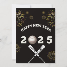 Gelukkig nieuwjaar 2025 honkbal Kerstkaart