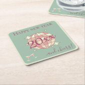 Gelukkig nieuwjaar 2025 jaar avondfeest kartonnen onderzetters (Schuin)