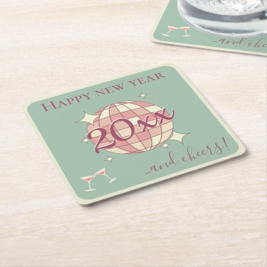 Gelukkig nieuwjaar 2025 jaar avondfeest kartonnen onderzetters (Schuin)