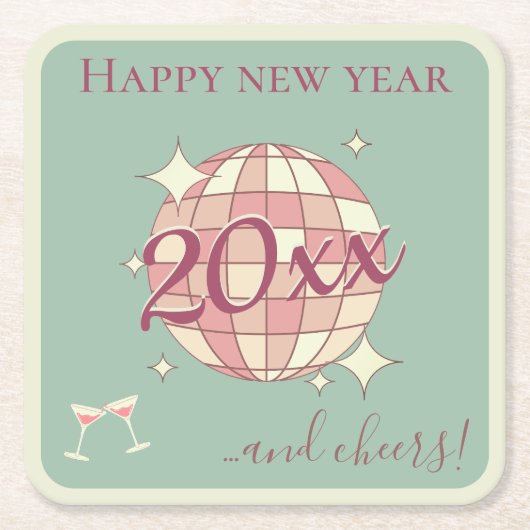 Gelukkig nieuwjaar 2025 jaar avondfeest kartonnen onderzetters (Voorkant)