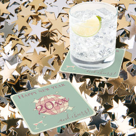 Gelukkig nieuwjaar 2025 jaar avondfeest kartonnen onderzetters