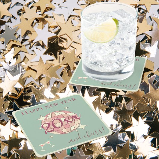 Gelukkig nieuwjaar 2025 jaar avondfeest kartonnen onderzetters