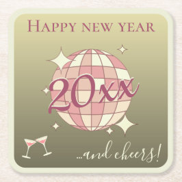 Gelukkig nieuwjaar 2025 jaar eve roze gouden feest kartonnen onderzetters