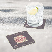 Gelukkig nieuwjaar 2025 jaar vooravond roze cockta kartonnen onderzetters