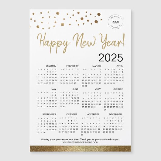 Gelukkig Nieuwjaar 2025 Kalender Your Logo Gold (Voorkant)