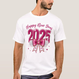 Gelukkig Nieuwjaar 2025 Kerst Coquette Bow Pink CE T-shirt