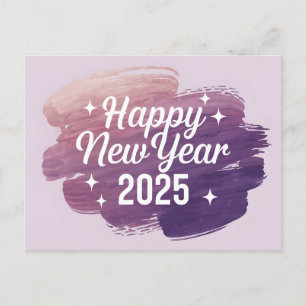 Gelukkig Nieuwjaar 2025: kleurrijke penseelstreken Feestdagenkaart