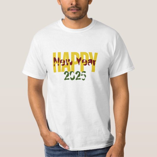 Gelukkig Nieuwjaar 2025 Mannen waarde T-shirt (Voorkant)