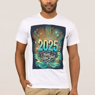 Gelukkig Nieuwjaar 2025 Modern stijlvol ontwerp vo T-shirt