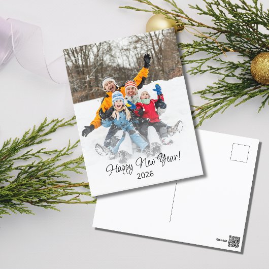 Gelukkig Nieuwjaar 2025 Moderne Familiefoto Feestdagenkaart