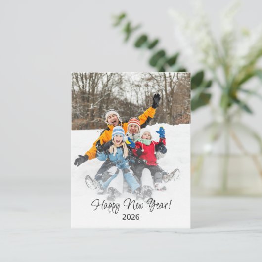 Gelukkig Nieuwjaar 2025 Moderne Familiefoto Feestdagenkaart (Staand voorkant)