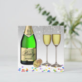 Gelukkig Nieuwjaar 2025 Mousserende wijn Kaart (Staand voorkant)