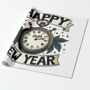Gelukkig Nieuwjaar 2025 Nieuwjaar Cadeaupapier