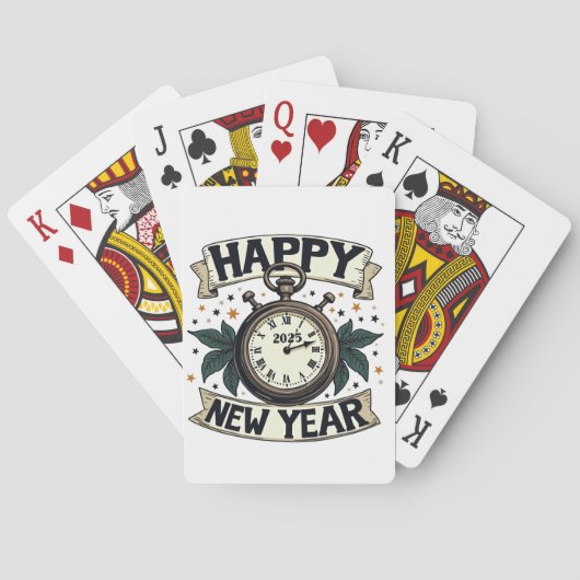 Gelukkig Nieuwjaar 2025 Nieuwjaarsviering  Pokerkaarten (Achterkant)