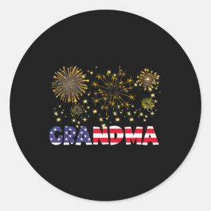 Gelukkig Nieuwjaar 2025 Oma American Flag Family F Ronde Sticker
