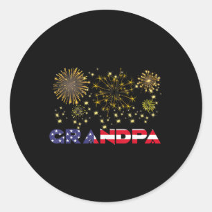 Gelukkig Nieuwjaar 2025 Opa Amerikaanse vlag famil Ronde Sticker