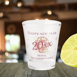 Gelukkig nieuwjaar 2025 oudejaarsfeest viering shot glas