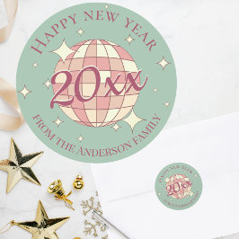 Gelukkig nieuwjaar 2025 pastel labels sticker