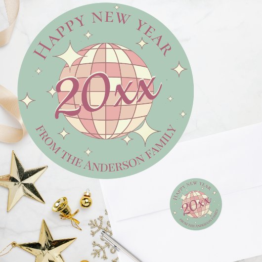 Gelukkig nieuwjaar 2025 pastel labels sticker