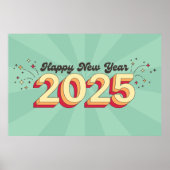 Gelukkig nieuwjaar 2025 retro 3d typografie ontwer poster (Voorkant)